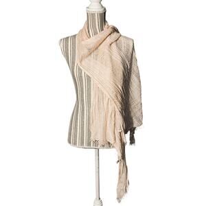 Pink Sheer Knit Fringe Trim Lightweight Scarf Women’s